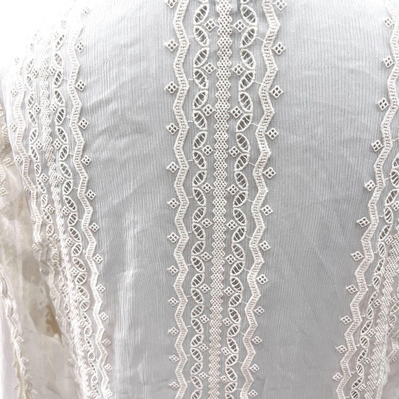 Elizabeth and James Revolve Riley Blouse 100% Silk Lace Sheer Size Large - Picture 5 of 9